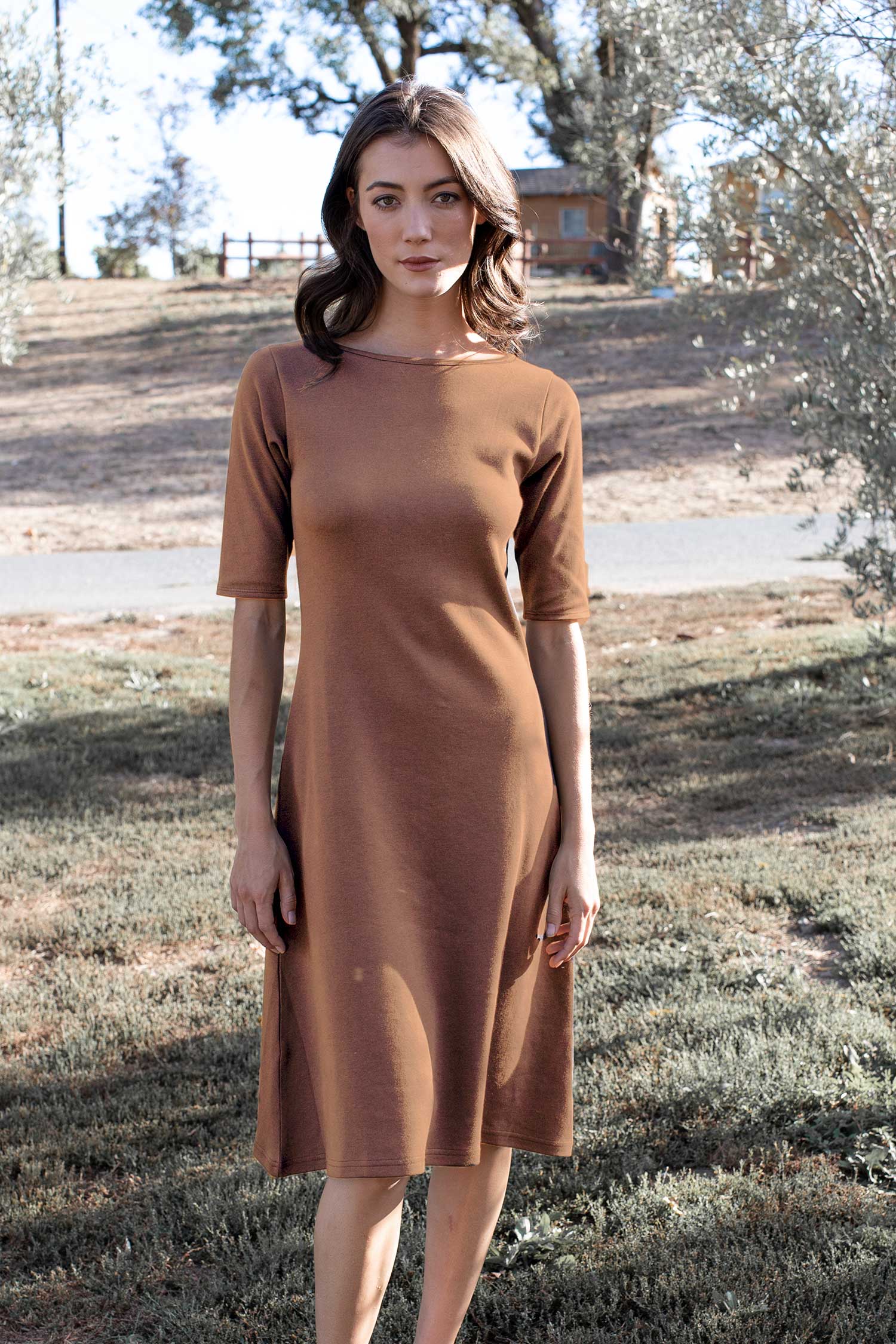 Womens Organic Essential Boatneck Midi ...